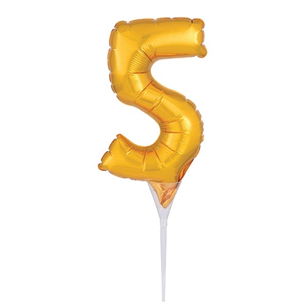 Cake Topper - Foil Balloon Gold - 5